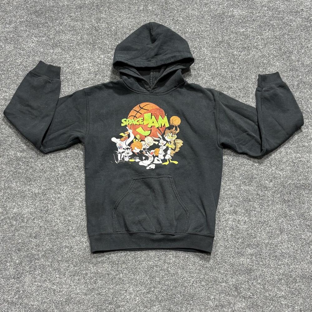 Space Jam Looney Tunes Hoodie Mens Small Black Pullover Graphic Sweatshirt